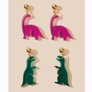 2 pair Dinosaur T-Rex Post Style Earrings